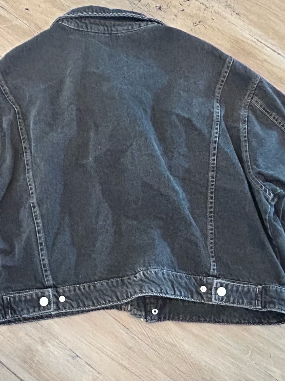 Zara Black Washed Denim Shirt Jacket - Picture 3 of 3